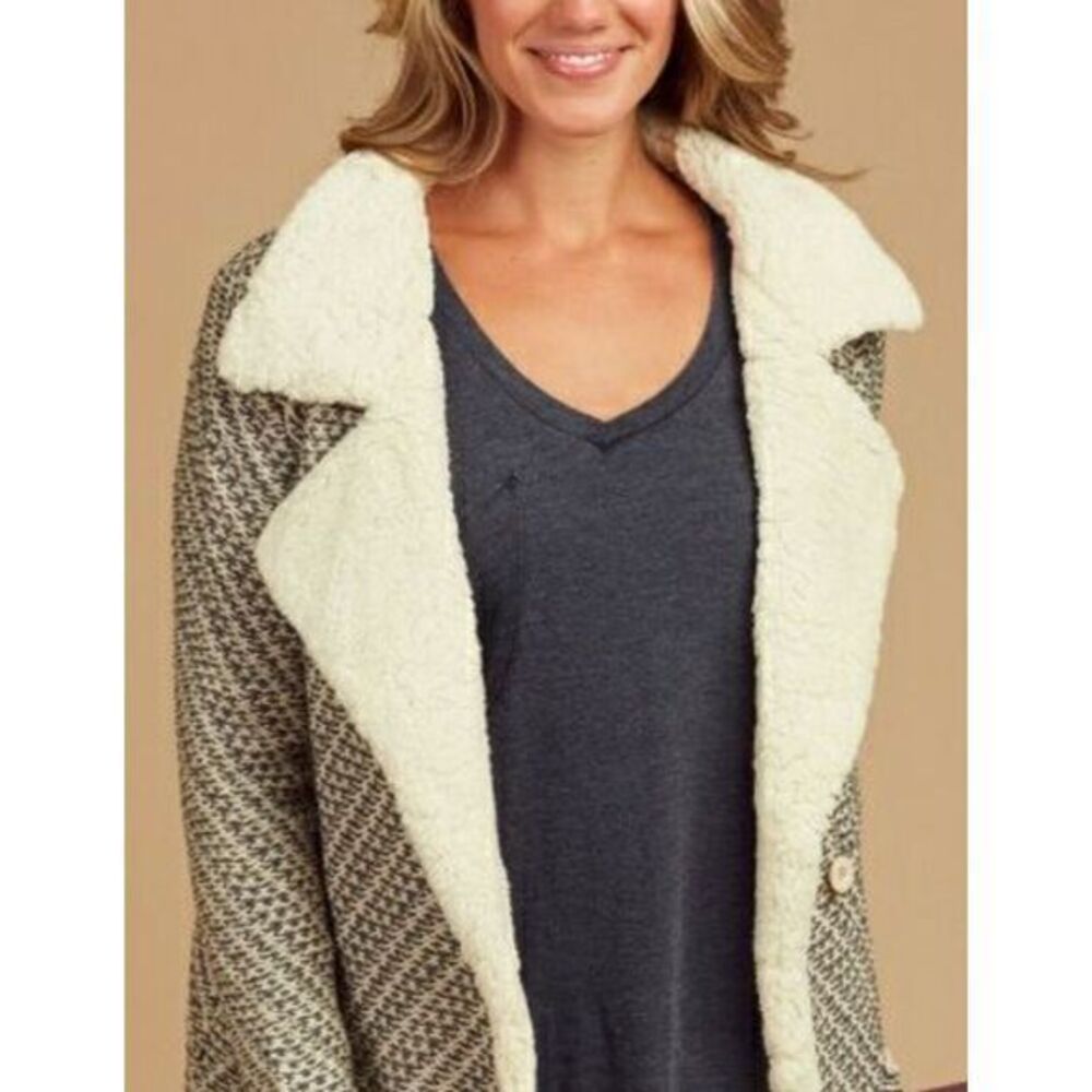 Altar'd State Sherpa Lined collared Knit Cardigan Sweater Southwest Women S